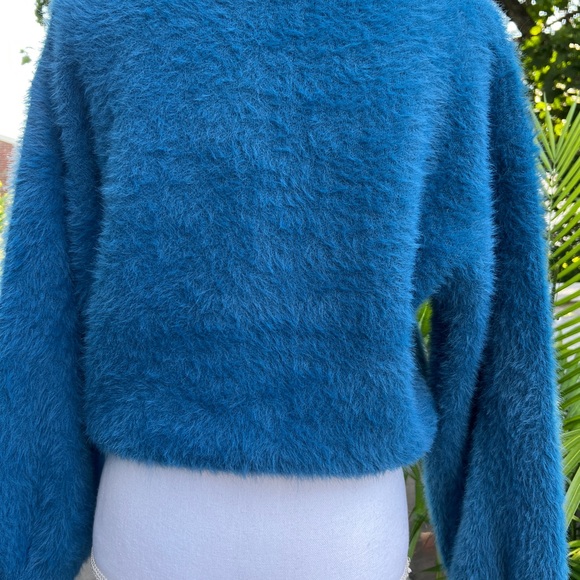 NWT- Design Lab Fuzzy Blue Sweater - Picture 2 of 3